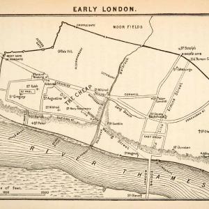 1884 Wood Engraved Map Early London England Thames River Cheap Moor Fields XED2 Sale Visit