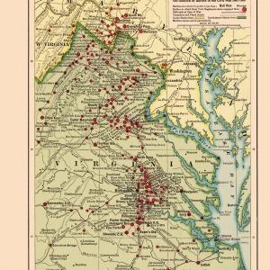 Historical Civil War Map - Virginia Area Battles  - Northrup 1912 - 23 x 32.78 - Vintage Wall Art Cheap Sale Pay With Visa
