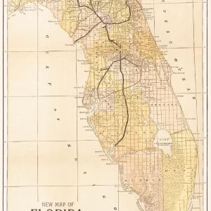 Railroad Map - Florida Railway Connections - Zell 1885 - 23 x 35 - Vintage Wall Art Best Place