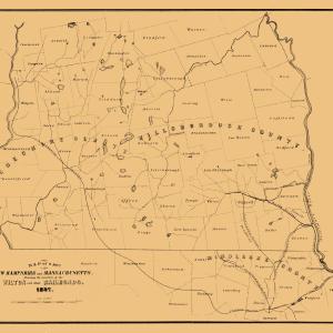 Railroad Map - New Hampshire Massachusetts - 1847 - 28.30 x 23 - Vintage Wall Art Professional Cheap Pice