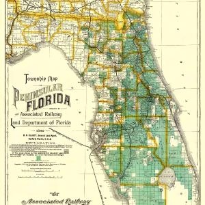 Railroad Map - Florida - 1890 - 23 x 45.56 - Vintage Wall Art Where To Buy
