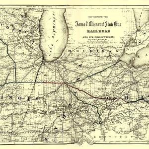 Railroad Map - Iowa and Missouri State Line Railroad - Colton 1868 - 23 x 78.84 - Vintage Wall Art Outlet Where Can You Find