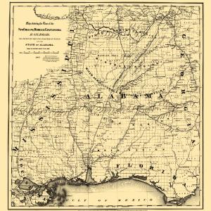 Railroad Map - New Orleans Mobile Chattanooga Railroad - GLO 1867 - 23 x 24.43 - Vintage Wall Art Sale Authentic