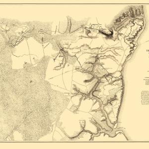 Historical Civil War Map - Yorktown Siege Virginia - Labbot 1862 - 36.28 x 23 - Vintage Wall Art Clearance Manchester