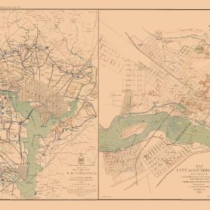 Historical Civil War Map - Washington Richmond Virginia Defenses- Bien 1894 - 36.77 x 23 - Vintage Wall Art Cheap Amazon