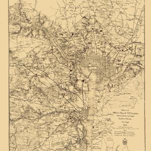 Historical Civil War Map - Virginia Forts Roads - US War Dept 1865 - 23 x 30 - Vintage Wall Art Cheap Pice Cost