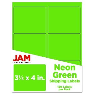 JAM Paper Outlet Shipping Address Labels, Large, 3 1/3 x 4, Neon Green, 120/Pack Sale Best Pices