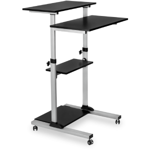 (Scratch and Dent) Mount-It! MI-7940 Mobile Stand-Up Desk, 30-1/2"H x 37"W x 4-1/4"D, Silver Free Shipping Buy