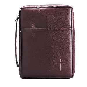 Burgundy Embossed Cross with Front Pocket Large Leather Look Bible Cover with Handle Low Shipping Cheap Pice