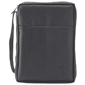 Black Pocket 7 x 9.5 Leather Like Vinyl Bible Cover Case with Handle Medium Free Shipping Sast