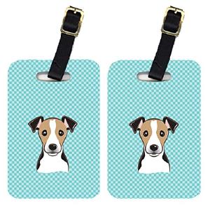 Caroline's Treasures BB1199BT Pair of Checkerboard Blue Jack Russell Terrier Luggage Tags, Large, Deals
