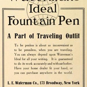 1912 Ad Waterman Ideal Fountain Pen Traveling Outfit Writing Utensil TRV1 Clearance Extremely
