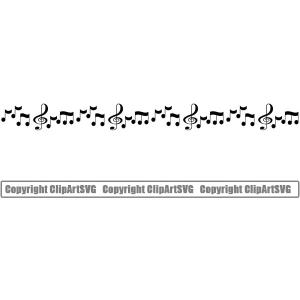 Music Note Piano Key Border Outline Music Notes Scattered Line Straight Background Design Element Art Logo Clipart SVG Clearance Marketable