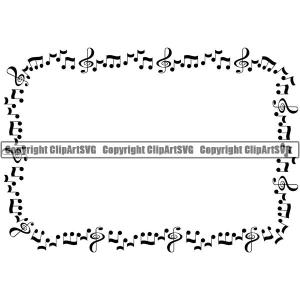 Music Design Element Frame Border Notes Scattered Rectangle ClipArt SVG Store Sale