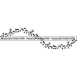Music Design Element Frame Border Notes Scattered Line Wavy ClipArt SVG Cheap Sale Outlet Locations