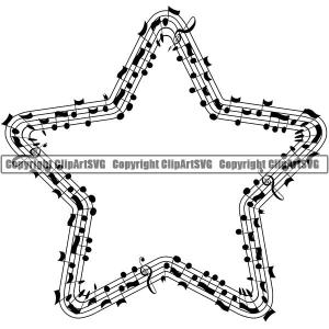 Music Design Element Frame Border Notes Lines Star ClipArt SVG Shop For