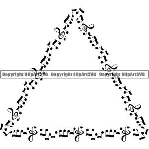 Music Design Element Frame Border Notes Scattered Triangle ClipArt SVG Discount For Cheap