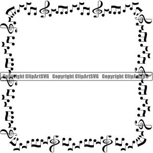 Music Design Element Frame Border Notes Scattered Square ClipArt SVG Buy Cheap Deals