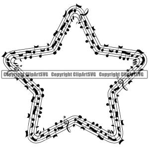 Music Note Piano Key Border Outline Music Notes Lines Star White Background Design Element Art Logo Clipart SVG Clearance 100% Original