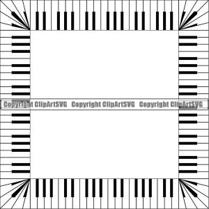 Music Design Element Frame Border Piano Keys Out Square ClipArt SVG 100% Original