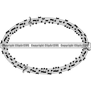 Music Design Element Frame Border Notes Lines Oval ClipArt SVG Cheap The Cheapest