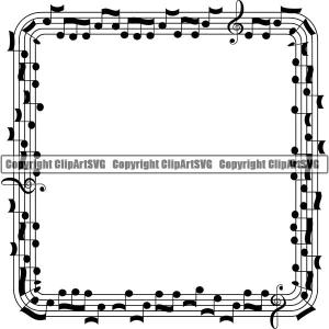 Music Design Element Frame Border Notes Lines Square ClipArt SVG Discount For Nice