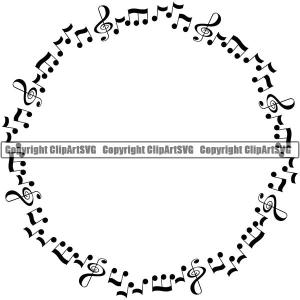 Music Design Element Frame Border Notes Scattered Circle ClipArt SVG Outlet Deals