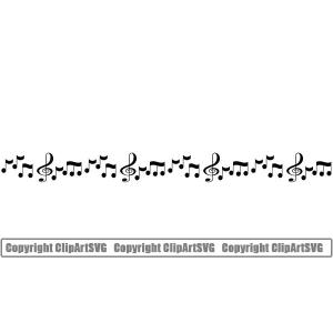 Music Design Element Frame Border Notes Scattered Line Straight ClipArt SVG Free Shipping 2025 Unisex