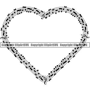 Music Design Element Frame Border Notes Lines Heart ClipArt SVG Best Place To Buy Online