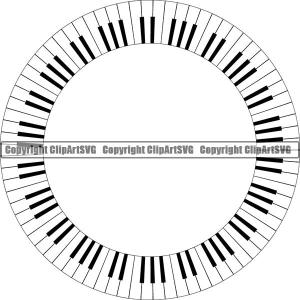 Music Design Element Frame Border Piano Keys Out Circle ClipArt SVG Sale View
