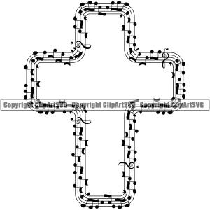 Music Design Element Frame Border Notes Lines Cross ClipArt SVG 2025 Online