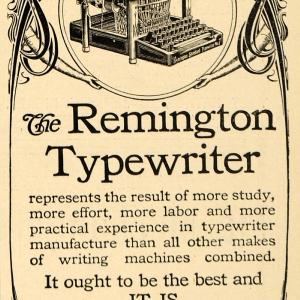 1903 Ad Remington Typewriter Broadway Typist Office - ORIGINAL ADVERTISING TIN4 Manchester For Sale