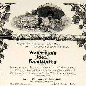 1903 Ad LE Waterman Ideal Fountain Pen Art Nouveau Writing 173 Broadway NYC YCL2 Official For Sale