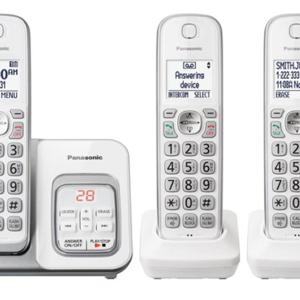 Panasonic KX-TGD533W Expandable Cordless Phone With 3 Handsets, White Outlet Discount Authentic