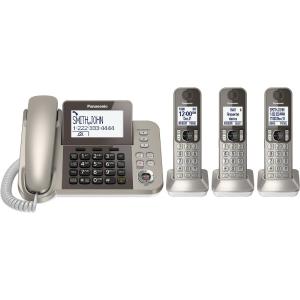 Panasonic KX-TGF353N Dect 6.0 Cordless Phone 3 Handset With Answering Machine, Champagne Gold Cheap Sale Pay With Paypal