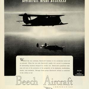 1945 Ad WWII War Production Beechcraft Beech Aircraft Military Airplanes FZ8 Online Online Original
