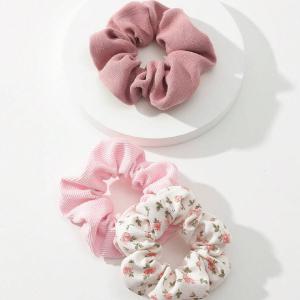 3 Stk Scrunchies - i Lyserd, Rosa & Blomsterprint Cheap Geniue Stockist