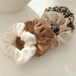4 Blde Scrunchies Hrelastikker - i Creme, Beige, Brun & Dyreprint For Sale Free Shipping