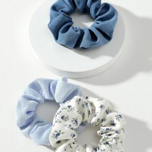 3 Stk Scrunchies - i Bl & Blomsterprint Clearance Outlet