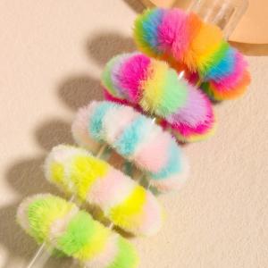 5 stk Scrunchies i Bldt Plys - i Striber & Friske Farver Cheapest Pice