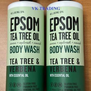 (2-Pack) WELLBEING SPA EPSOM ~ TEA TREE & VERBENA Essential Oil Revive BODY WASH Amazing Pice Cheap Online