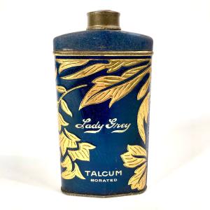 1920's LADY GREY Talcum Powder Cosmetic Tin || Partially Full Cheap Sale Release Dates