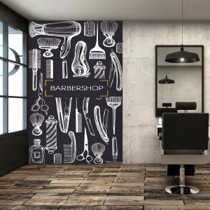 3D Hair Dryer Comb Scissors 115219 Barber Shop Wall Murals Classic Cheap Pice