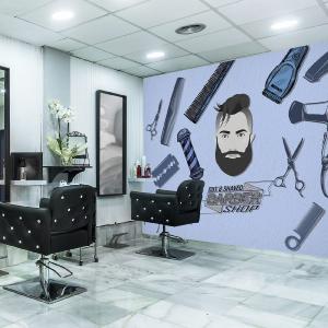 3D Hair Dryer Comb Scissors 115193 Barber Shop Wall Murals Pre Order Online