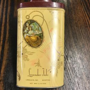Beautiful Yellow 1930's ART DECO Lavender Talcum Powder Tin--LANGLOIS INC. Buy Cheap With Paypal