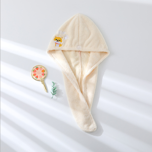 Absorbent Coral Velvet Embroidered Hair Drying Cap Corgi Beige Best Sale Cheap Online