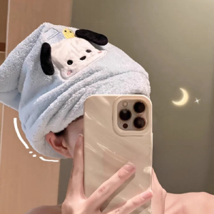 Absorbent Coral Fleece Embroidered Hair Drying Cap Pochacco Blue Clearance Free Shipping