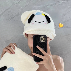 Absorbent Coral Fleece Embroidered Hair Drying Cap Pochacco White Clearance Get Authentic