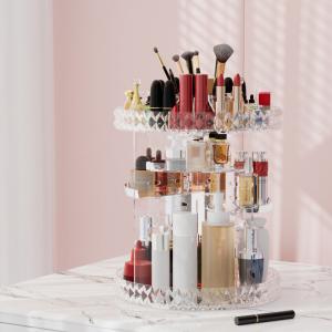 360 Rotating Acrylic Makeup Organizer with Large Capacity - Embellir With Mastercard For Sale