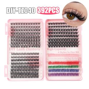 392 Eyelashes Set DIY Lash Clusters Kit - High-Capacity 4 Styles with Black and Colorful Lashes Free Shipping Finishline